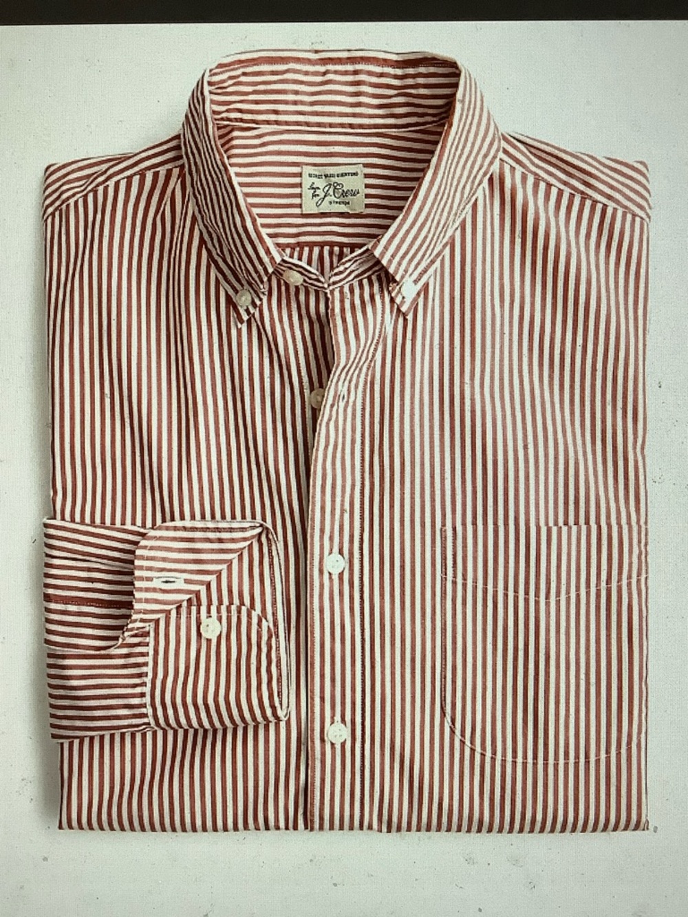 J. Crew Red & White Striped Button-Up Dress Shirt - Picture 9 of 9